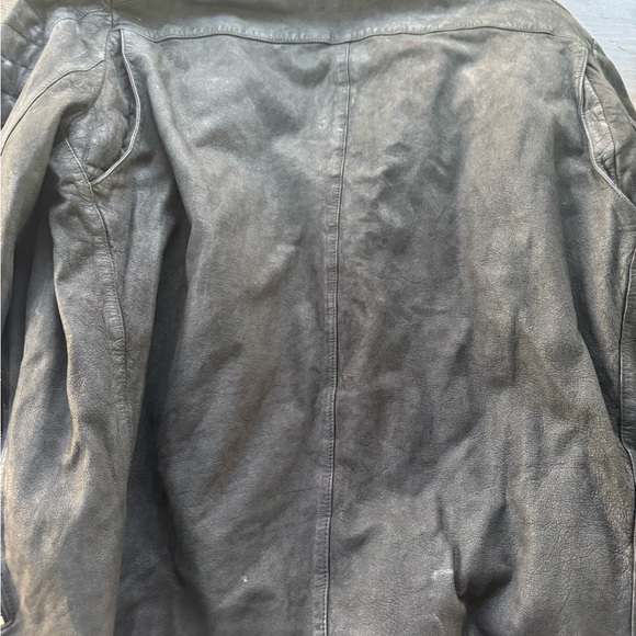 Men's Black Vince Leather Cafe Jacket in Large - Picture 3 of 3